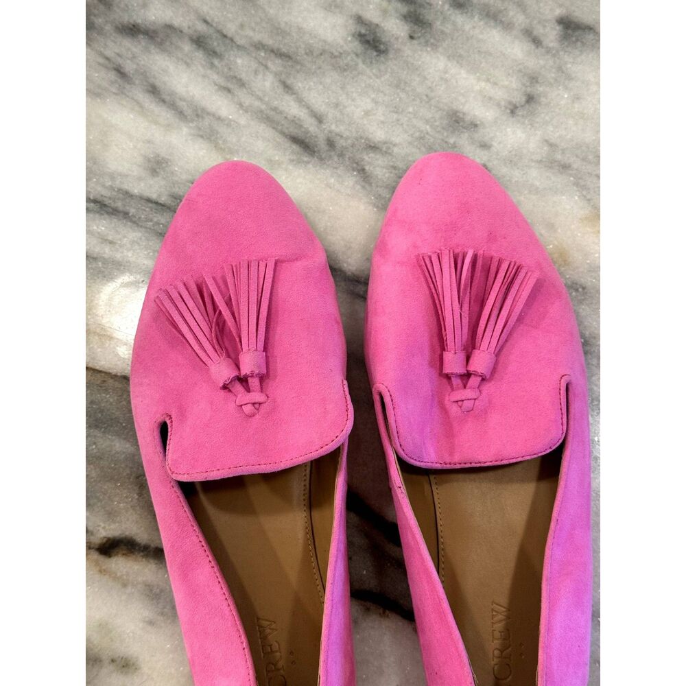 J. Crew Bright Pink Suede Loafers w/ Tassels EUC Size 9.5 / classic / preppy / - Picture 5 of 11
